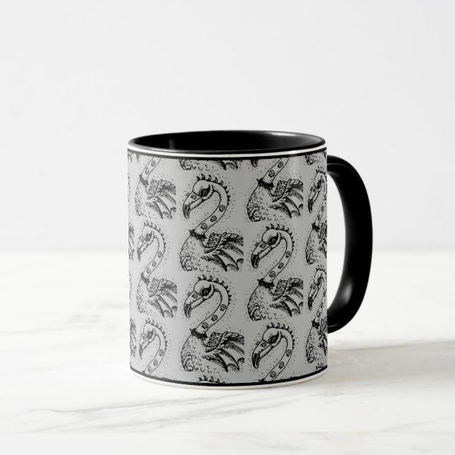 GOTH PUNK ROCKER FLAMINGO, SKULLS, SPIKED HAAR TASSE (VorderseiteRechts)