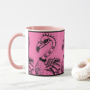 GOTH-PUNK-ROCKER FLAMINGO, TOTENKÖPFE, STACHELHAAR TASSE