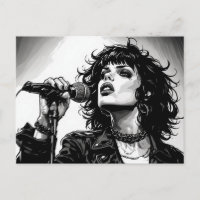 Goth-Punk-Sängerin Retro-Grafik-Art-Stil