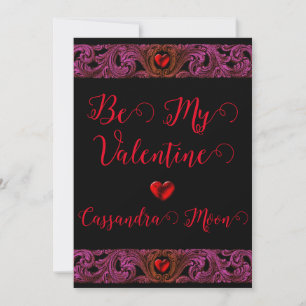 Goth purpur Ornament mit Herz Personalisiert Feiertagskarte