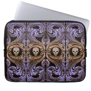 Goth purpur Ornamente mit Totenkopf Laptopschutzhülle