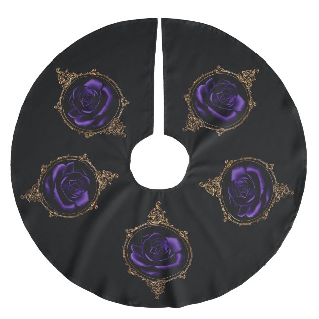 Goth Purpurrose  Polyester Weihnachtsbaumdecke (Vorderseite)