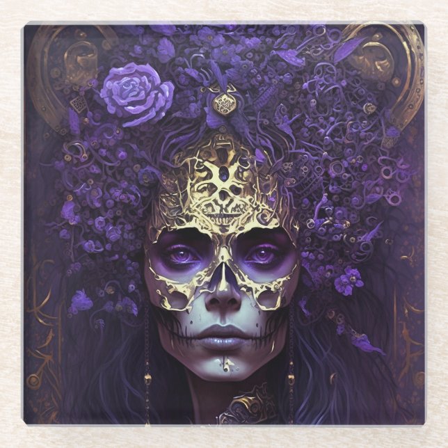 Goth Queen Fantasy Art Glass Untersetzer (Vorderseite)