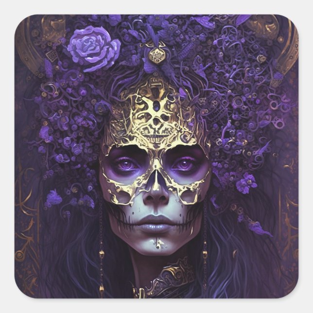 Goth Queen Fantasy Art Square Sticker (Vorderseite)