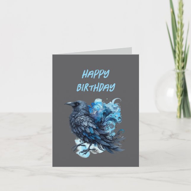 Goth Raven Birthday Card Dunkle Ästhetik Dankeskarte (Vorderseite)