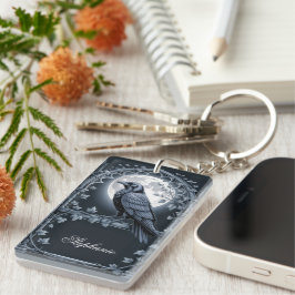 Goth Raven Moon Keychain Schlüsselanhänger