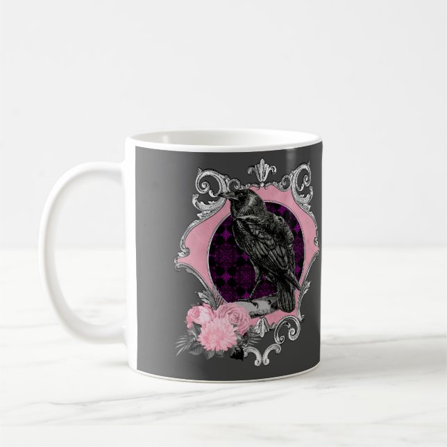 Goth Raven Rose Frame Kaffeetasse (Links)