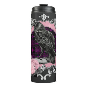 Goth Raven Rose Frame Thermosbecher