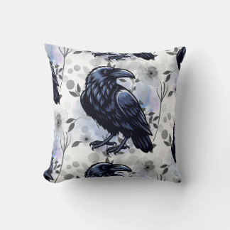 Goth Raven Throw Pillow Kissen