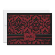Goth Red Black Damask Wedding Envelope