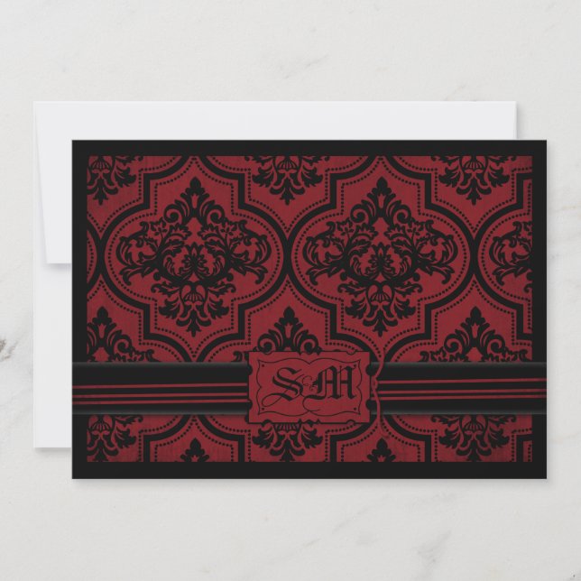 Goth Red Black Damask Wedding Envelope Einladung (Vorderseite)