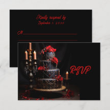 Goth Red Black Rose Hochzeitstorte Save the Date