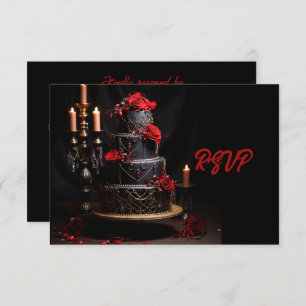 Goth Red Black Rose Hochzeitstorte Save the Date RSVP Karte