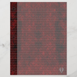 Goth Red Silver Header Damask Notebook Paper