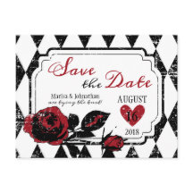 Goth Rose Grunge Diamond Print Save the Date