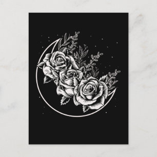 Goth Rose Moon Gothic Wicca Crescent Blume Postkarte