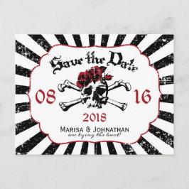 Goth Rose Skull Grunge Pirate Save the Date Ankündigungspostkarte
