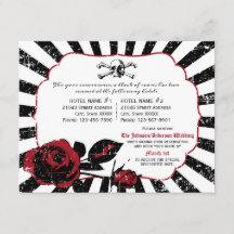 Goth Rose Skull Grunge Pirate Wedding Details Card