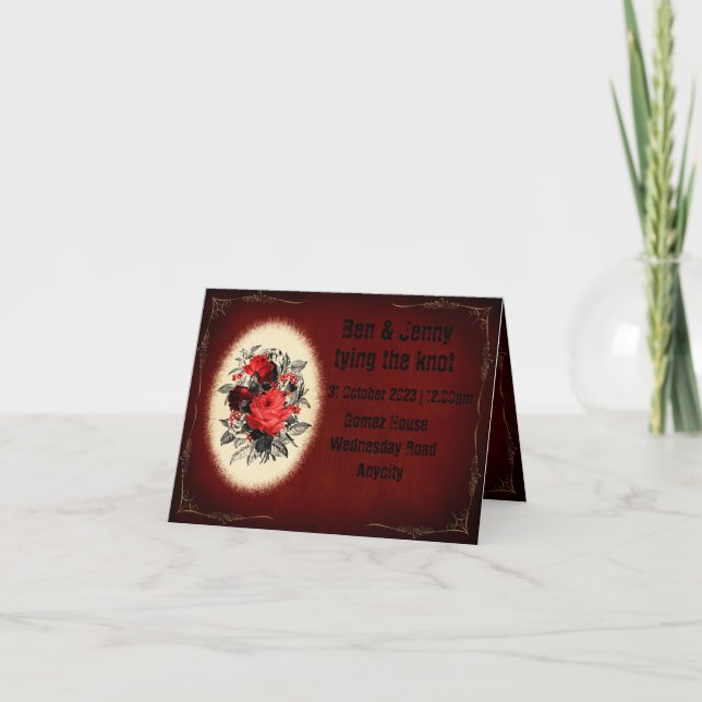 Goth Rose und Rahmen - Hochzeitseinladung Einladung (Vorderseite)