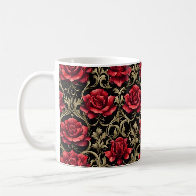 Goth Rote Rosen auf Black #4 Kaffeetasse (Links)