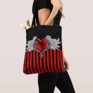 Goth-Rotes Herz mit Engelsflügeln