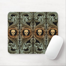 Goth Sage Green Ornament mit Schädel Mousepad