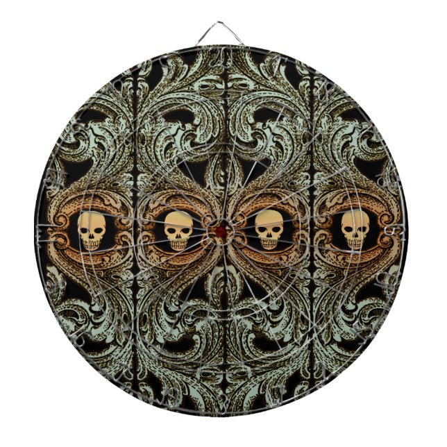 Goth Sage Green Ornament mit Skull Dartscheibe (vorne)