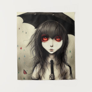 Goth School Girl Hanging Tapestry Wandteppich