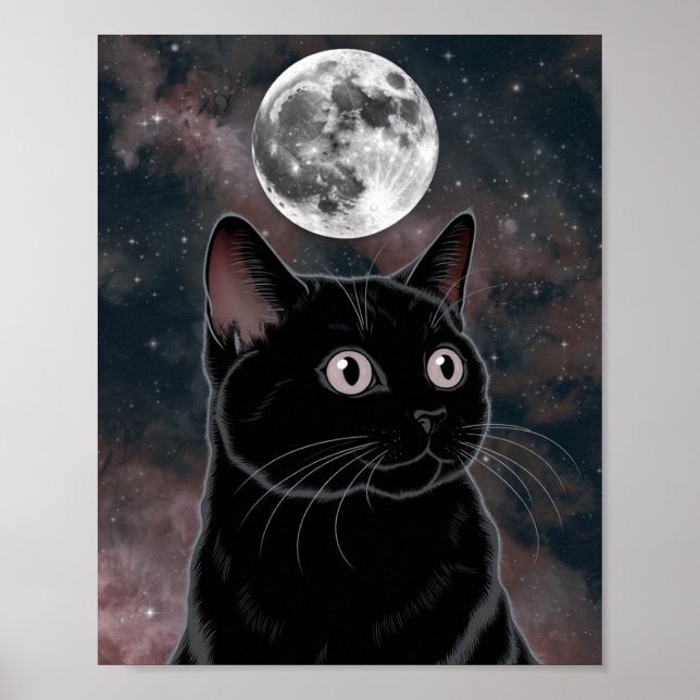 Goth Schwarze Katze, Hexenstunde Schwarze Katze Poster (Vorne)
