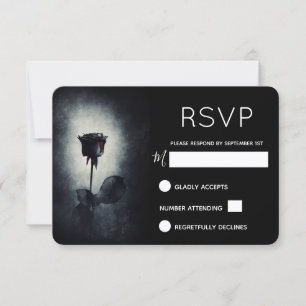 Goth Schwarze Rose tropfendes Blut Makaber RSVP Karte