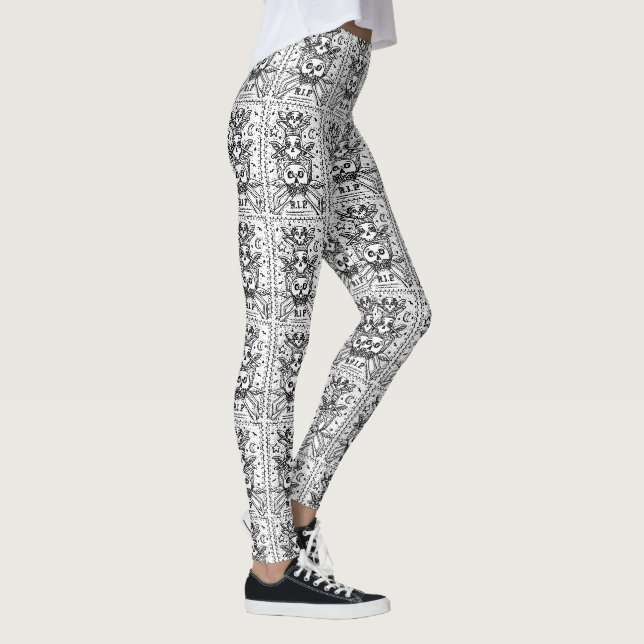 GOTH SEE KEIN EVIL FRIEDHOF SKELETON LEGGINGS Wied (Rechts)