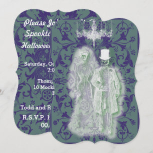 Goth Skeleton Ghost Brie und Groom Couple Einladung