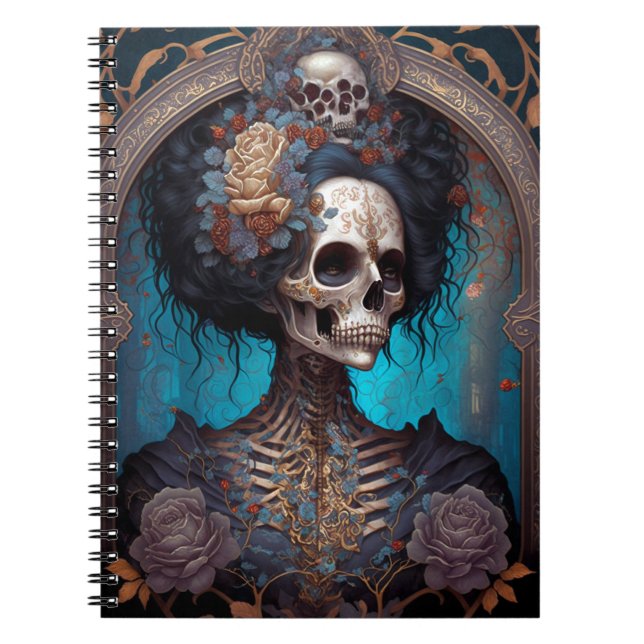 Goth Skeleton Skull Woman Gothic Notizblock (Vorderseite)