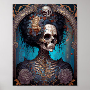 Goth Skeleton Skull Woman Gothic Poster