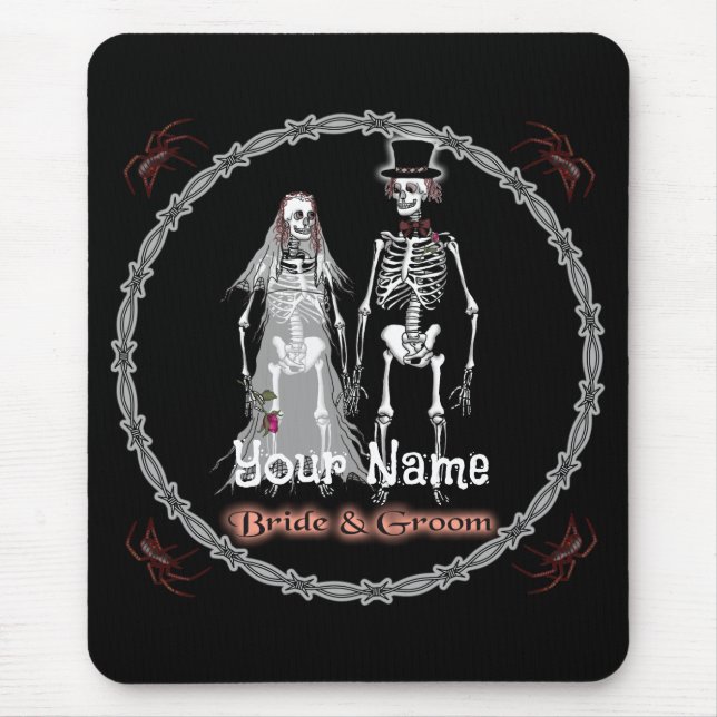 Goth-Skelett-Hochzeits-Mauspad Mousepad (Vorne)