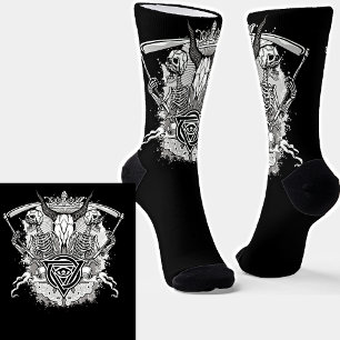 Goth Skeletts Skulls Death Scythe auf Black Socken
