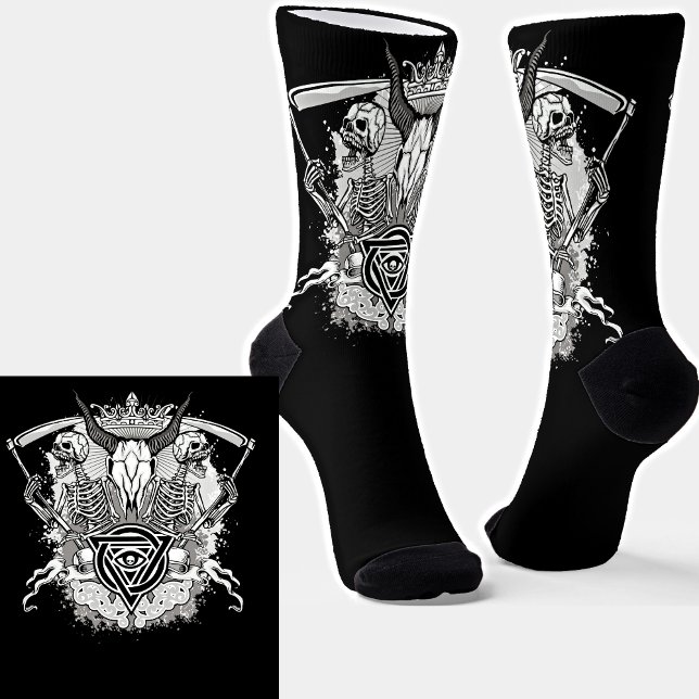 Goth Skeletts Skulls Death Scythe auf Black Socken (Von Creator hochgeladen)