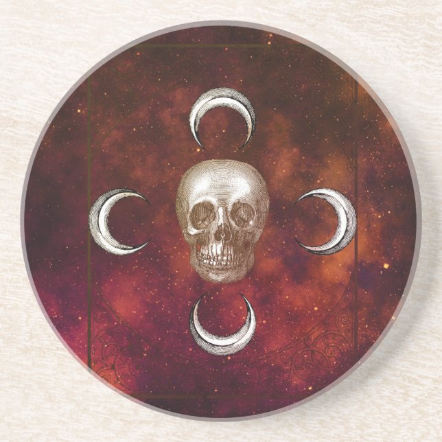 Goth Skull and Moon Celestial Getränkeuntersetzer (Vorne)