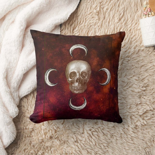 Goth Skull and Moon Celestial Kissen (Decke)