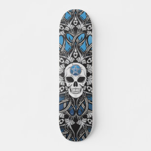 Goth Skull - Blau Skateboard