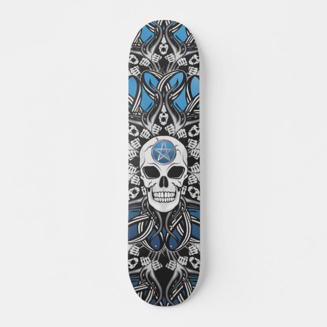 Goth Skull - Blau Skateboard (Vorne)