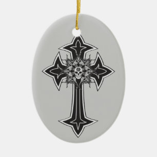 Goth Skull Cross Keramikornament