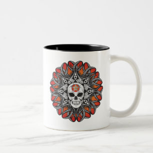 Goth Skull - Orange Zweifarbige Tasse