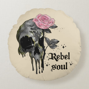 Goth Skull   Rebel-Soul Rundes Kissen