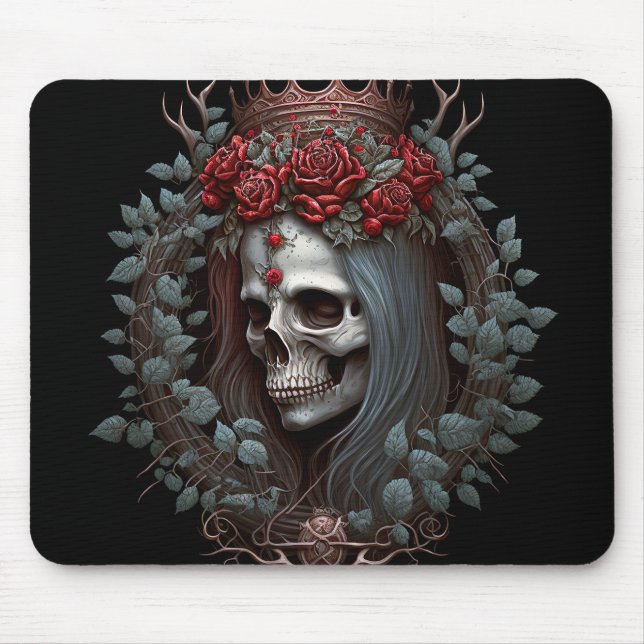Goth Skull Rose Crown Gothic Mousepad (Vorne)