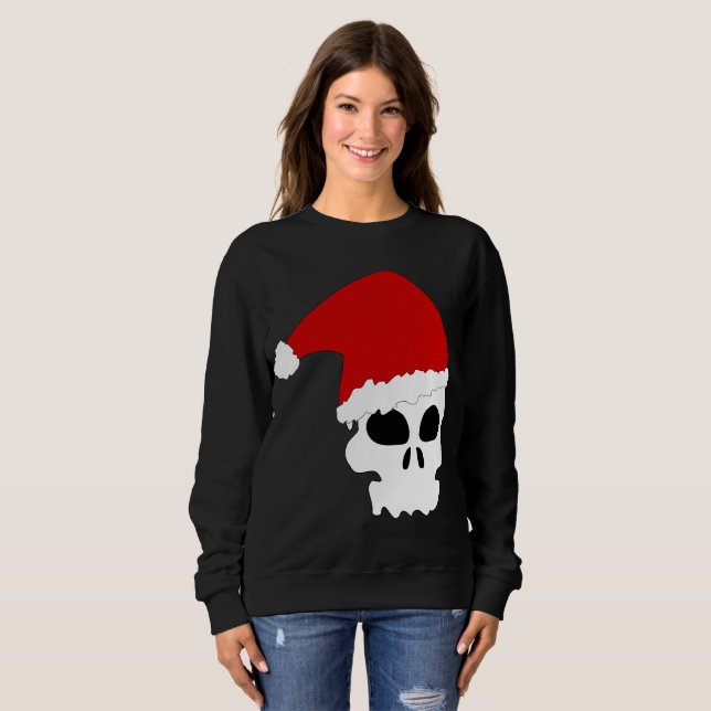 Goth Skull Weihnachten Frauen Sweatshirt (Vorne ganz)