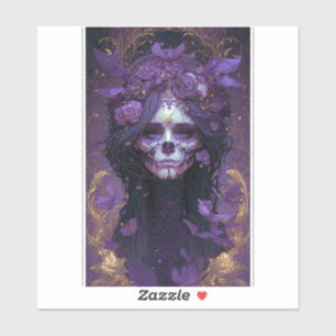Goth Skull Woman Dark Fantasy Art Aufkleber