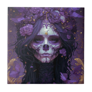 Goth Skull Woman Dark Fantasy Art Fliese