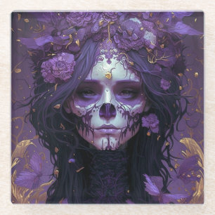 Goth Skull Woman Dark Fantasy Art Glasuntersetzer