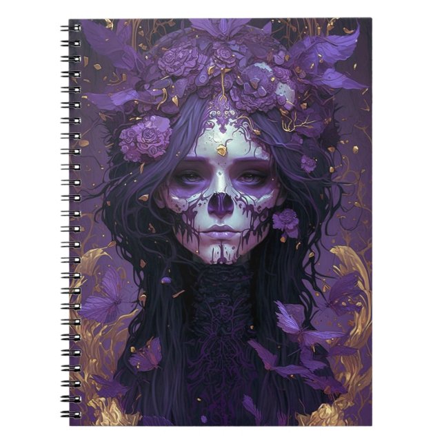Goth Skull Woman Dark Fantasy Art Notizblock (Vorderseite)